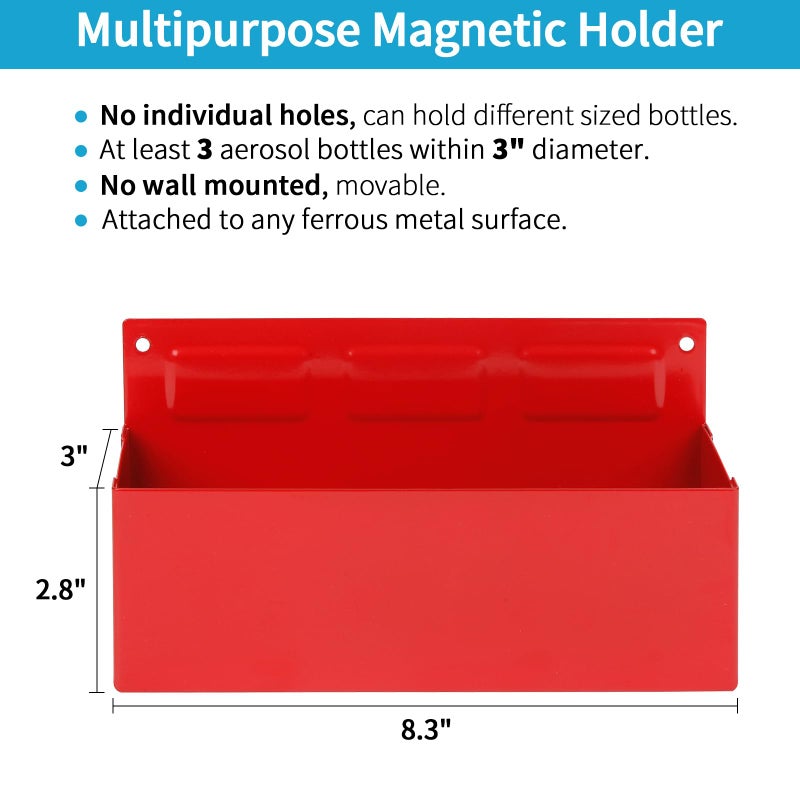 Rechabite Magnetic Aerosol Spray Can Holder  Magnet Toolbox Bottle Holder  Tool Box Storage Rack for Garage and Home  Craft Workspace  Mechanic Paint Bottle Can Organizer  Red  3""x8.3"" - Image 2
